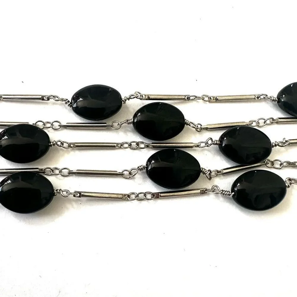 Black silver multi strand bracelet black silver